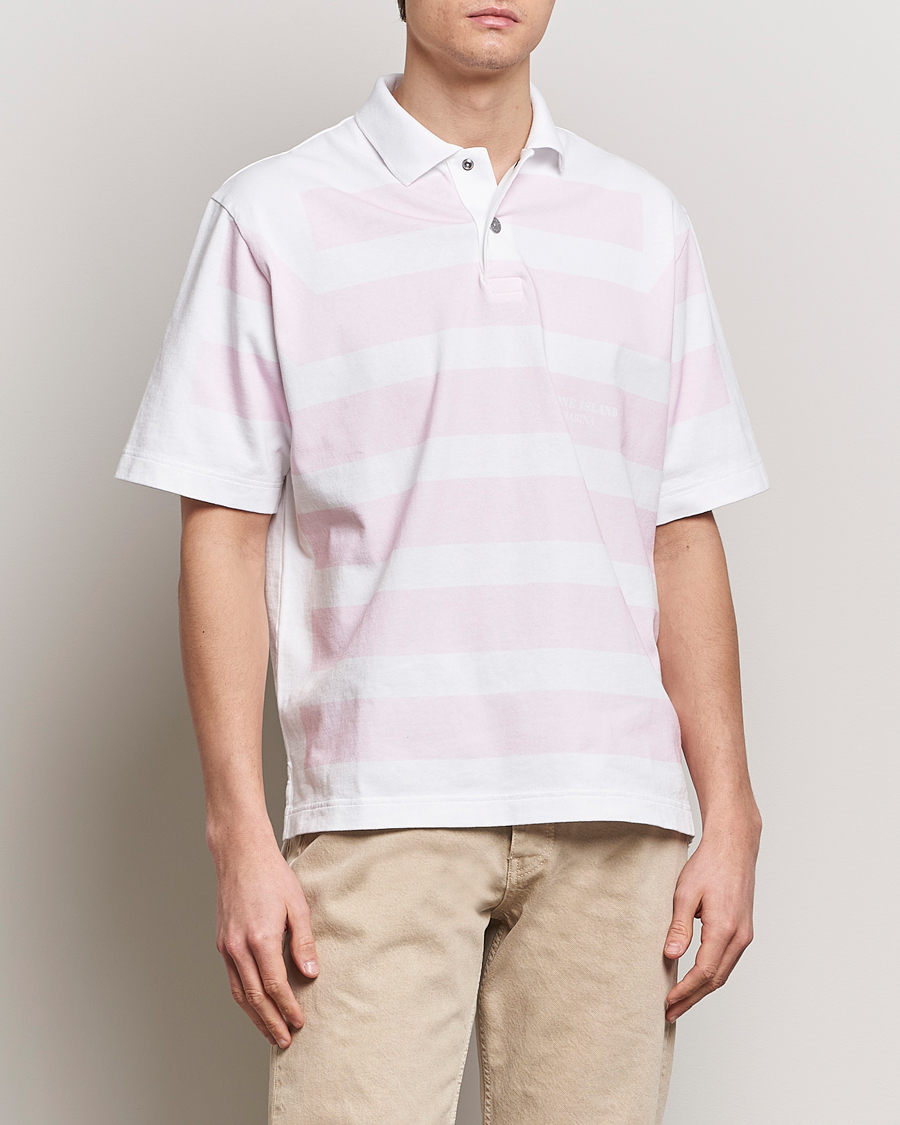 Men |  | Stone Island | Marina Striped Cotton Poloshirt White