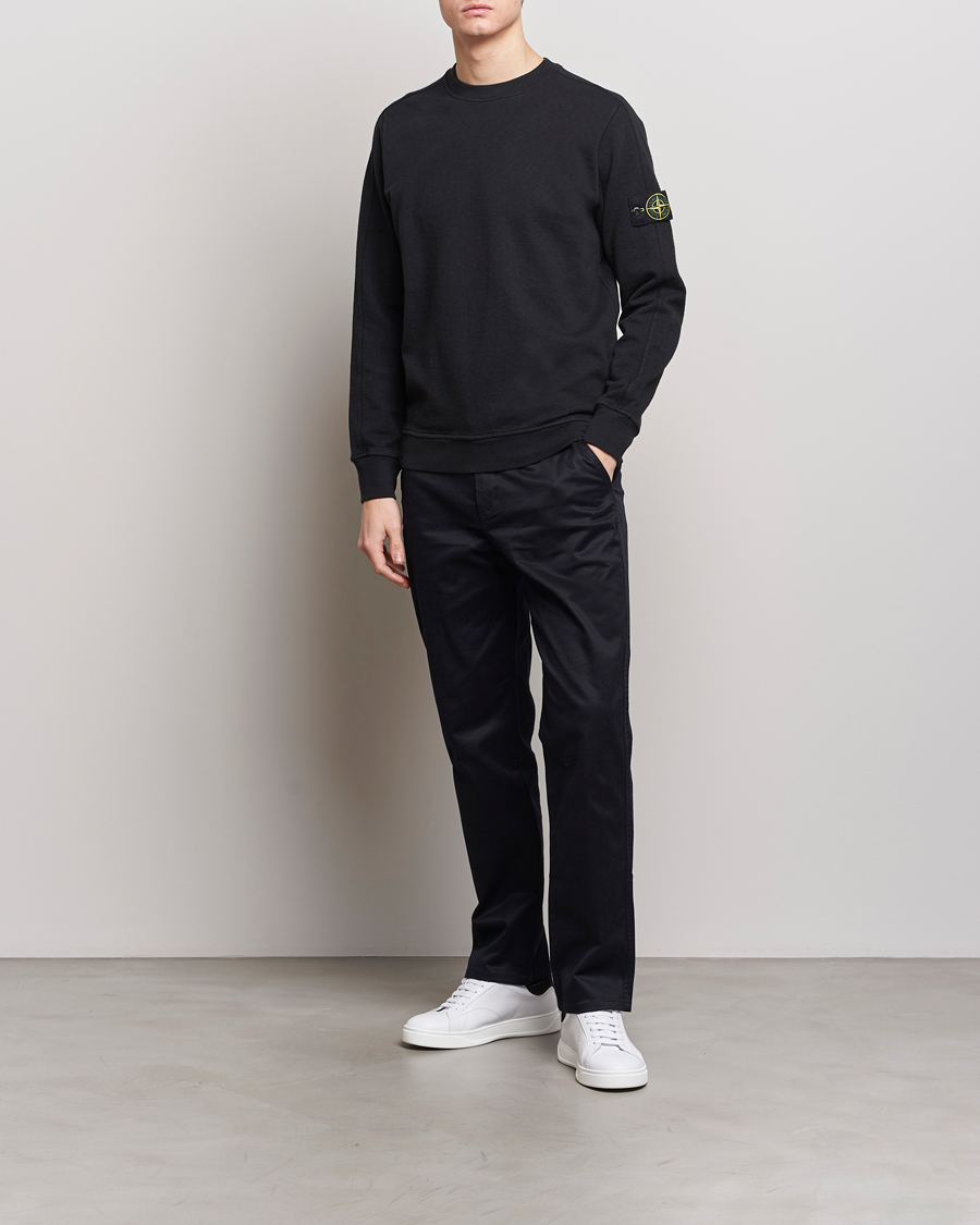 Herren | Pullover | Stone Island | Garment Dyed Cotton Old Effect Sweatshirt Black