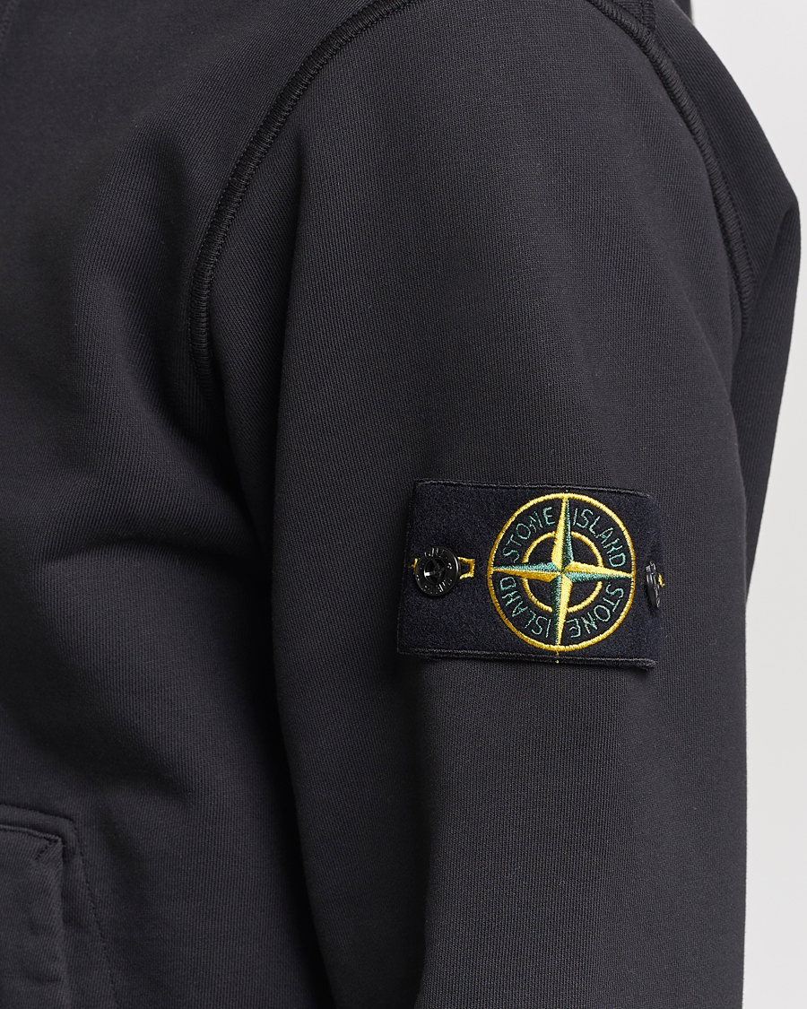 Herren | Pullover | Stone Island | Garment Dyed Cotton Fleece Full Zip Hood Black