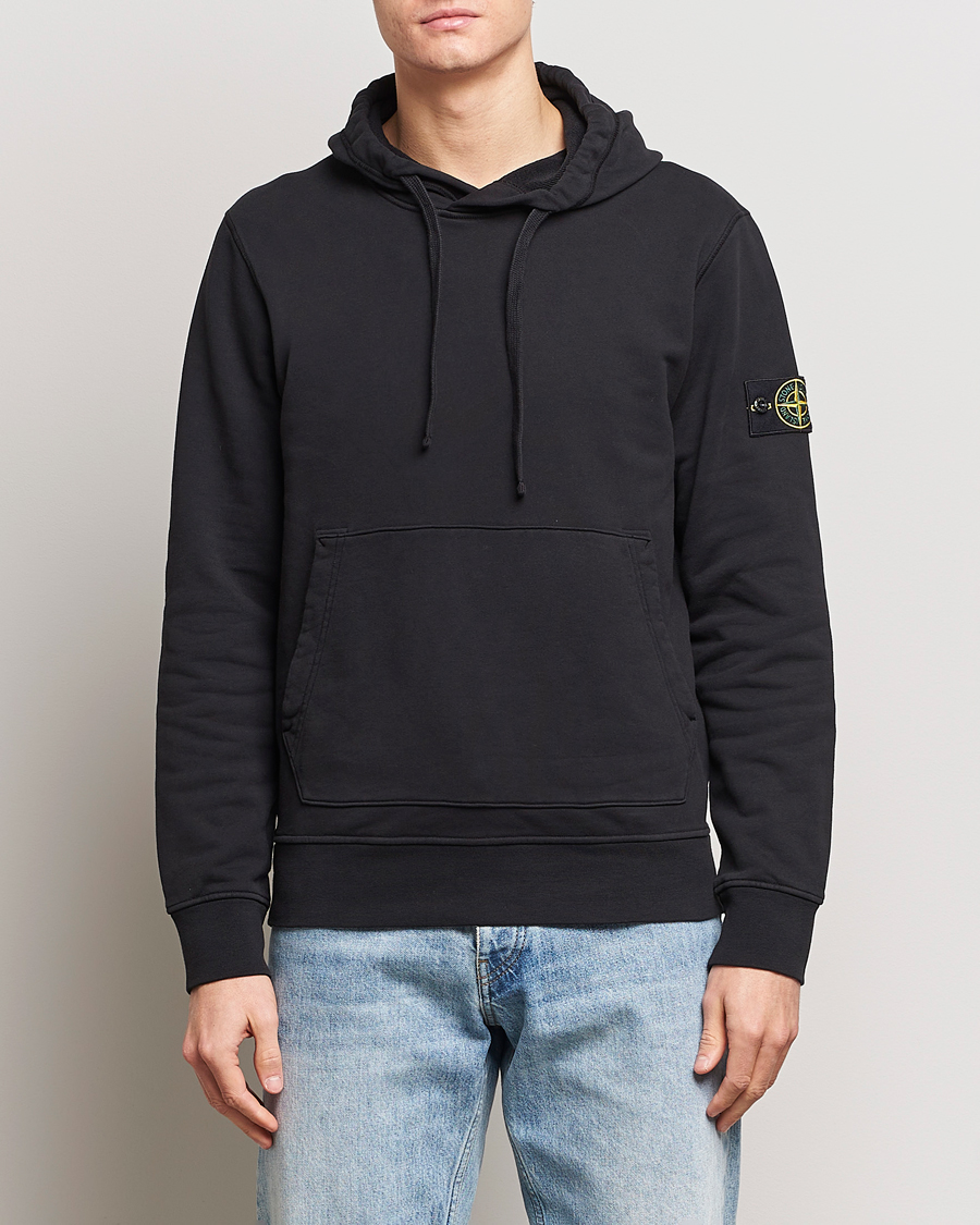 Herren | Pullover | Stone Island | Garment Dyed Cotton Fleece Hood Black