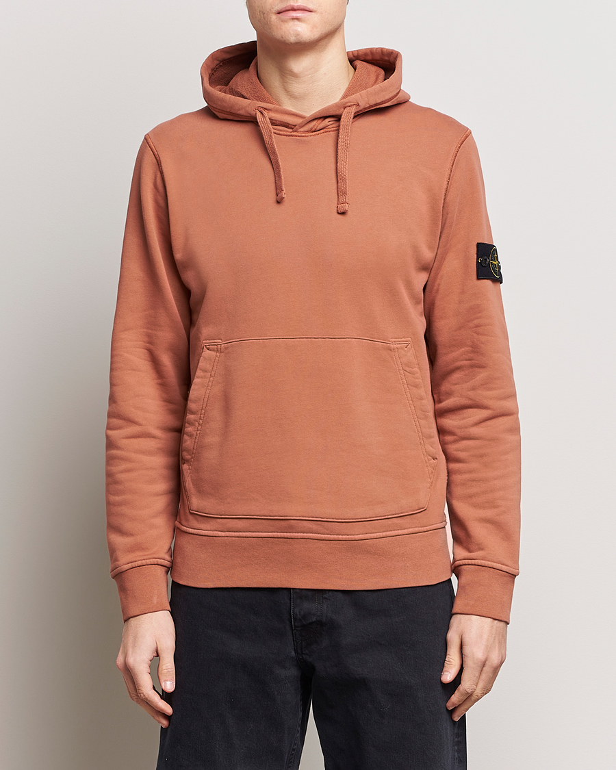 Men | Clothing | Stone Island | Garment Dyed Cotton Fleece Hood Rust