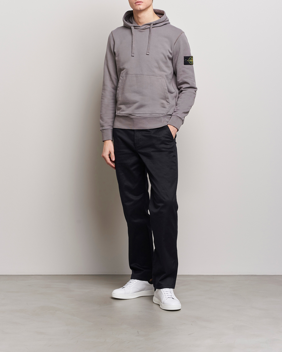 Herren | Pullover | Stone Island | Garment Dyed Cotton Fleece Hood Dove Grey