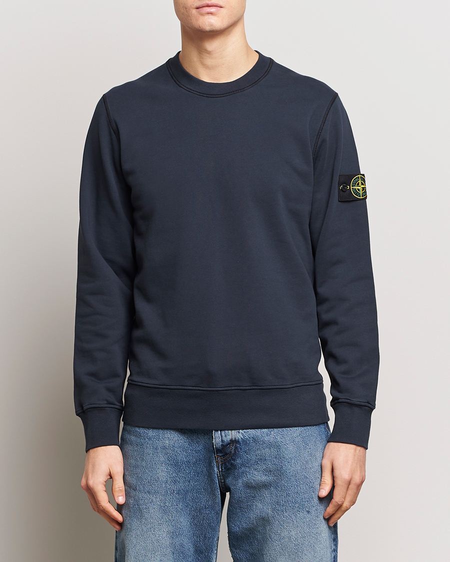 Men | Stone Island | Stone Island | Garment Dyed Cotton Sweatshirt Navy Blue