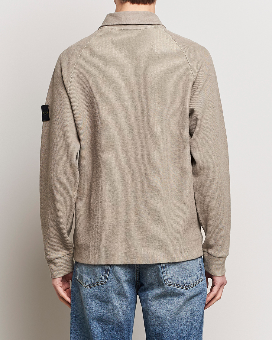 Herren | Pullover | Stone Island | Cotton Nylon Ribbed Fleece Poloshirt Dove Grey