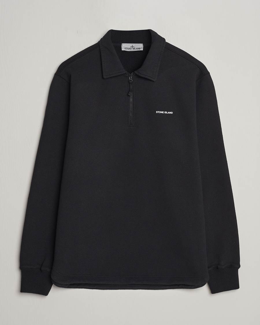 Herren | Pullover | Stone Island | Heavy Cotton Fleece Half Zip Sweatshirt Black