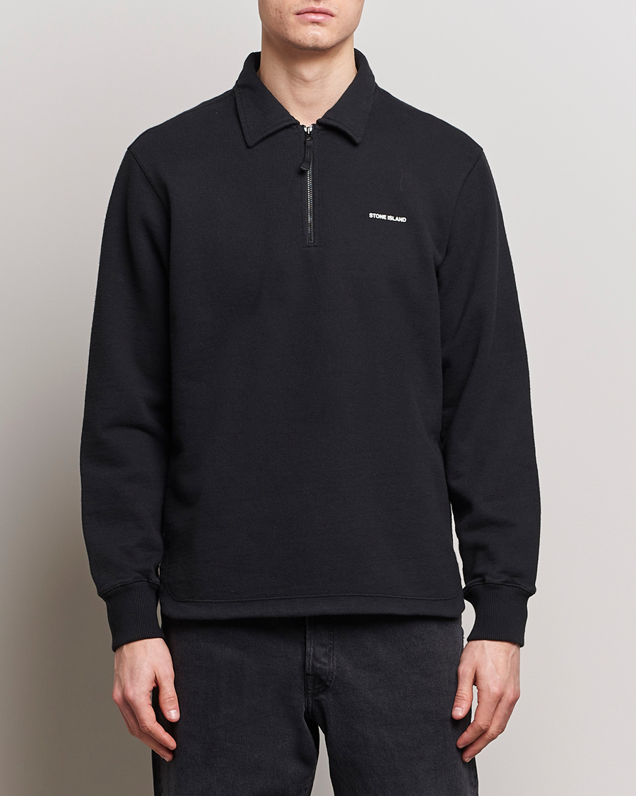 Herren | Pullover | Stone Island | Heavy Cotton Fleece Half Zip Sweatshirt Black