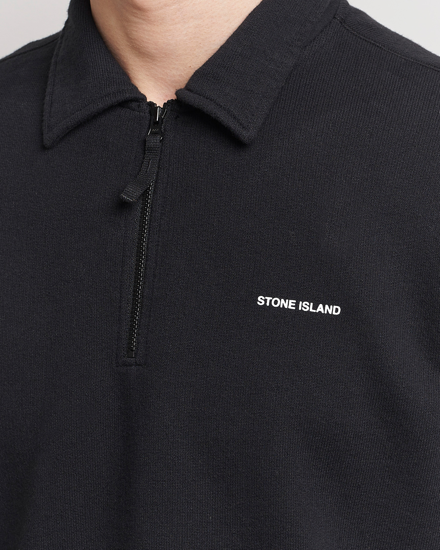Herren | Pullover | Stone Island | Heavy Cotton Fleece Half Zip Sweatshirt Black