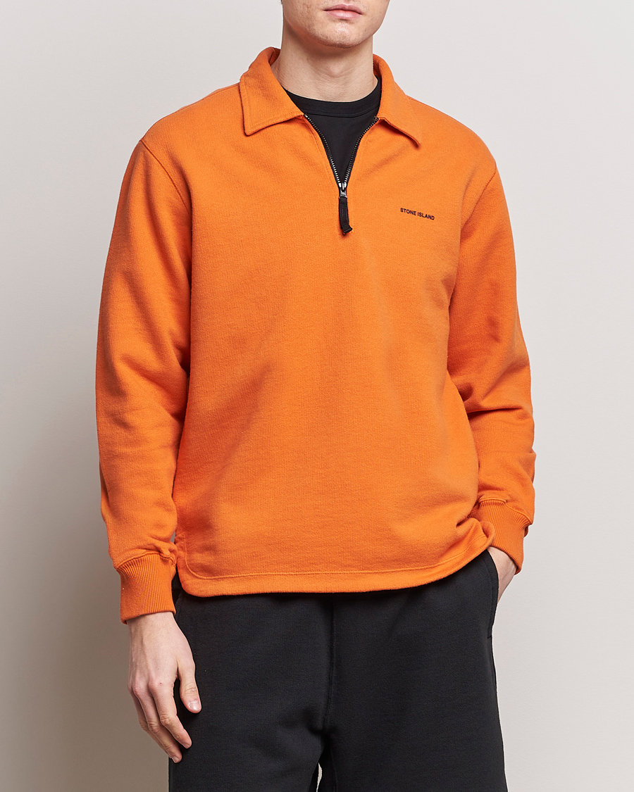 Herren | Pullover | Stone Island | Heavy Cotton Fleece Half Zip Sweatshirt Orange