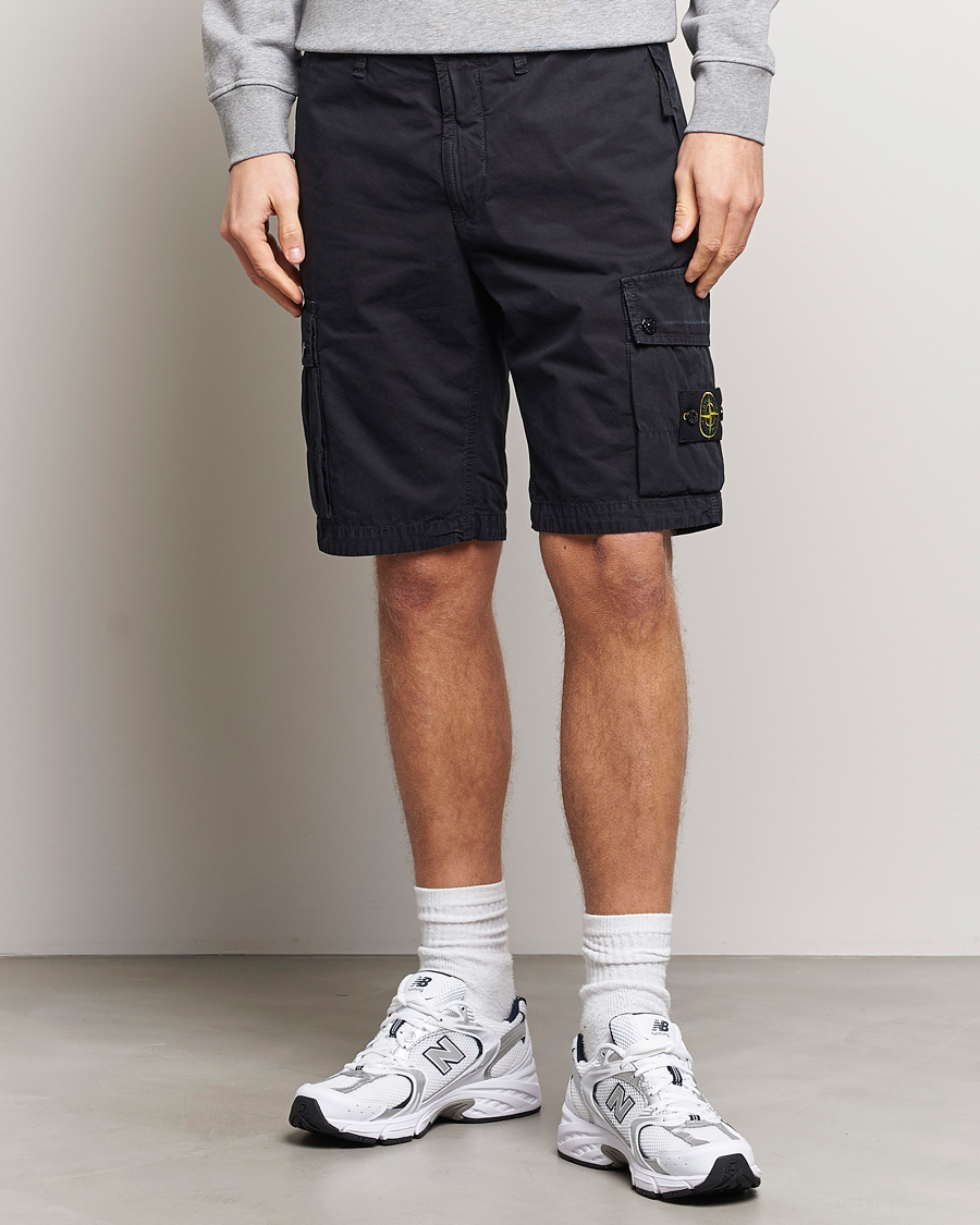 Men | Stone Island | Stone Island | Brushed Cotton Canvas Cargo Shorts Navy Blue