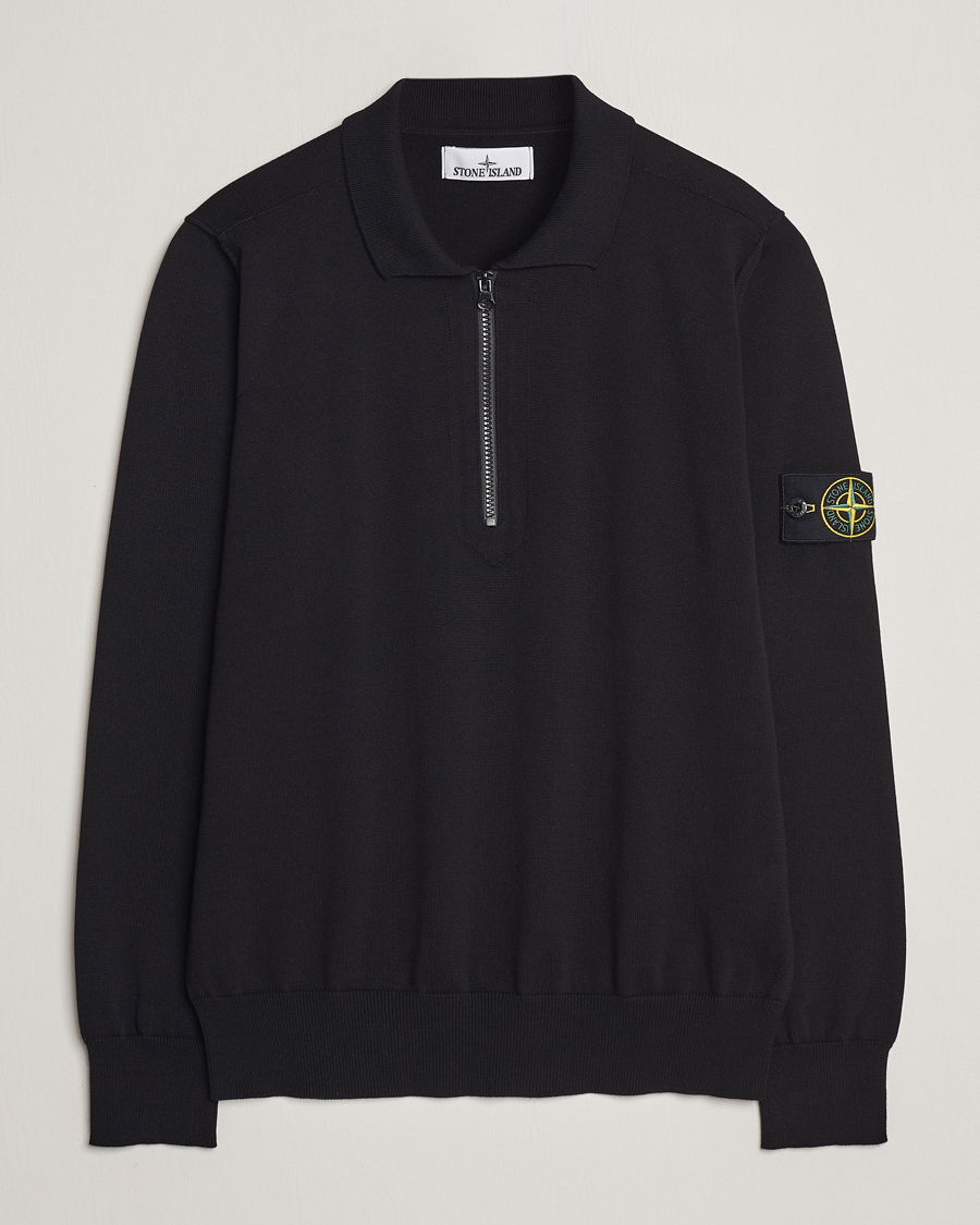 Herren | Aktuelle Marken | Stone Island | Organic Cotton Half Zip Poloshirt Black