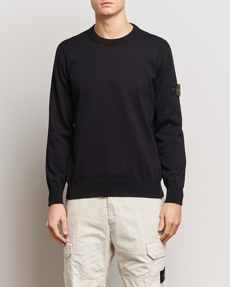 Men | Crew Neck Jumpers | Stone Island | Soft Organic Cotton Crew Neck Black