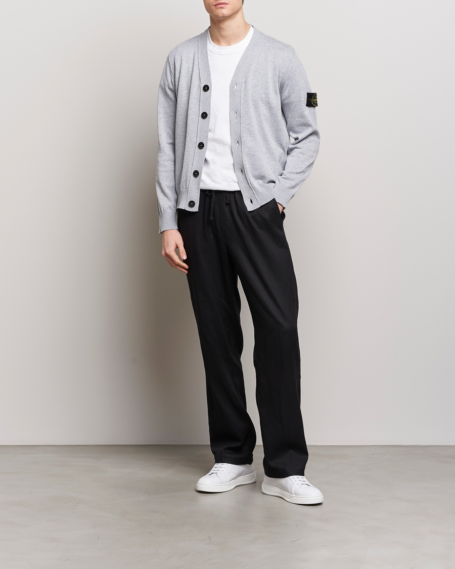 Herren | Pullover | Stone Island | Soft Organic Cotton Cardigan Dark Grey Melange