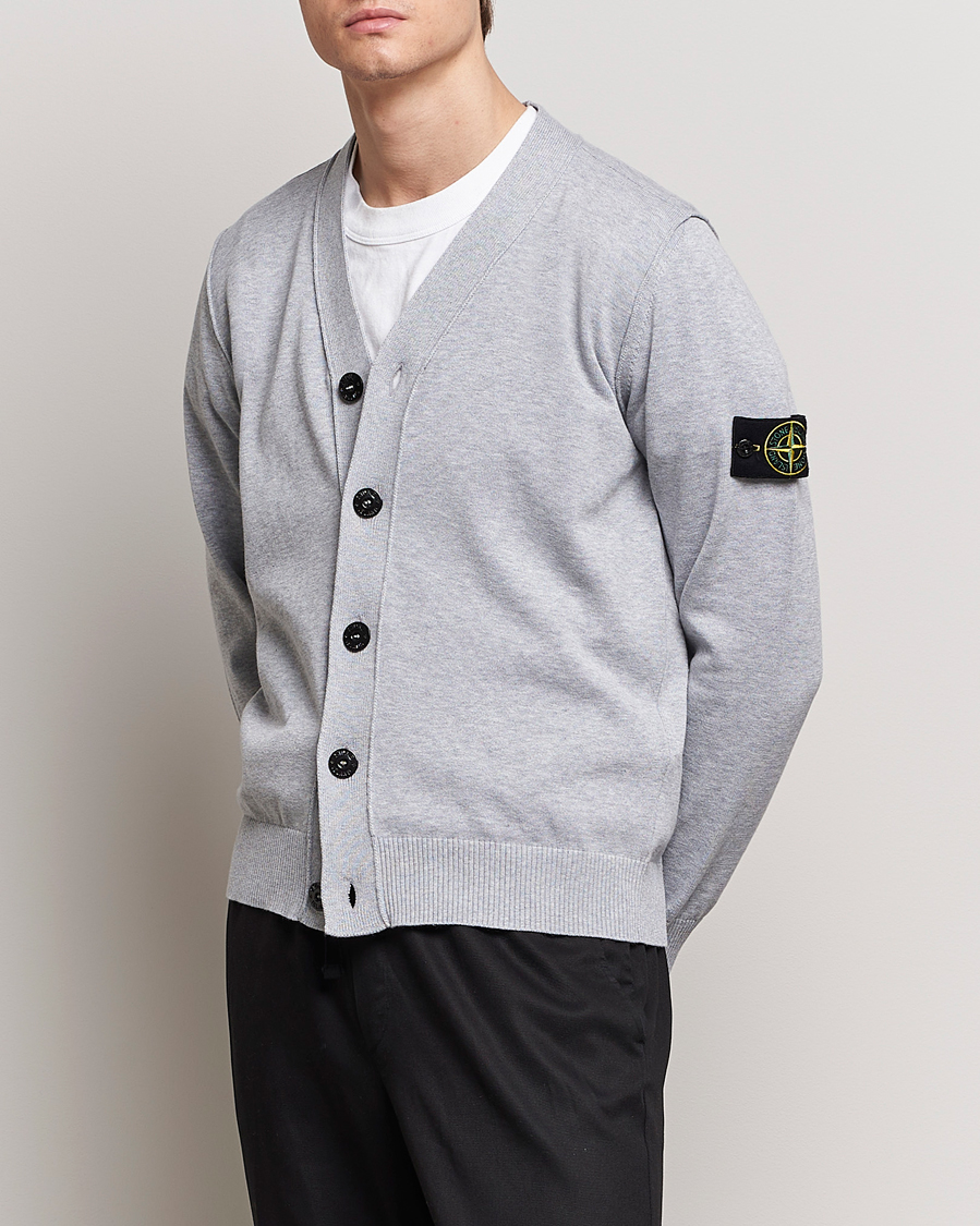 Men | New Brands | Stone Island | Soft Organic Cotton Cardigan Dark Grey Melange