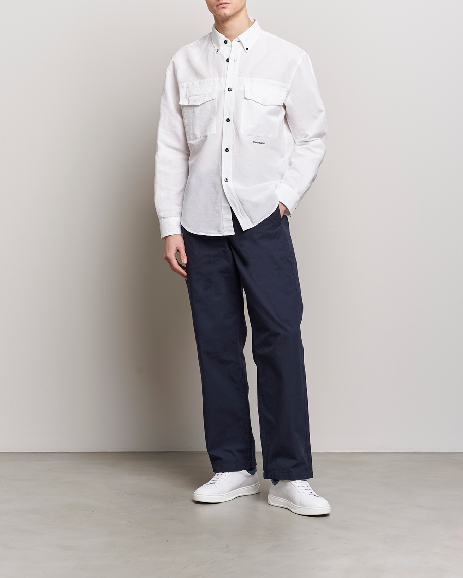 Herren | Hemden | Stone Island | Cotton/Hemp Pocket Overshirt White