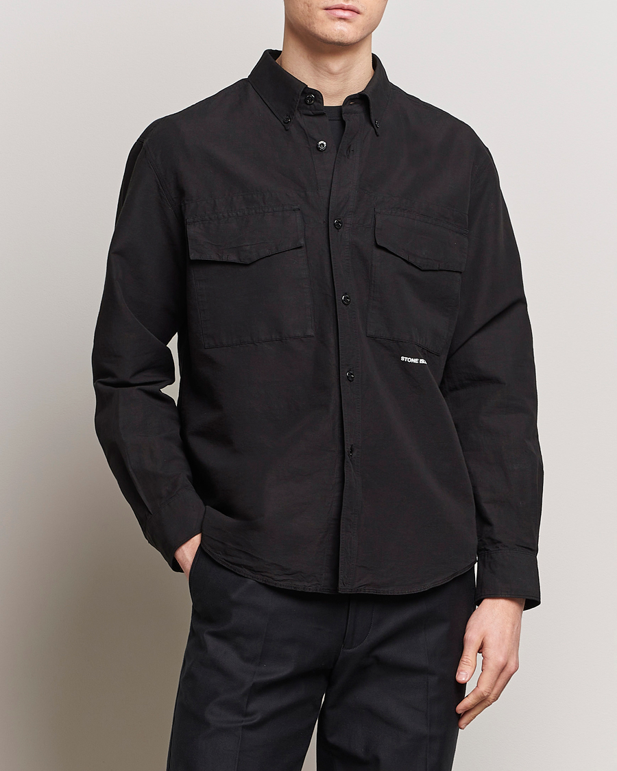 Men |  | Stone Island | Cotton/Hemp Pocket Overshirt Black