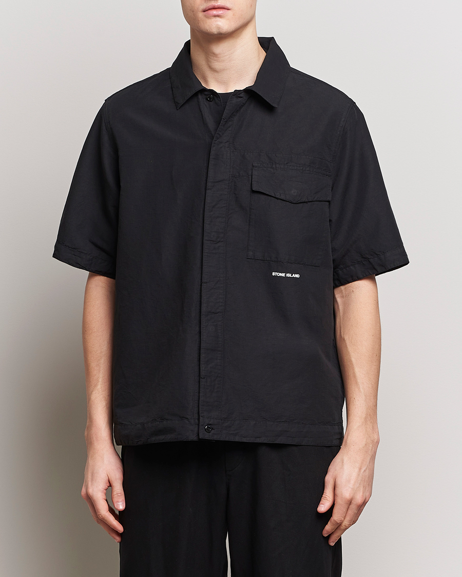 Herren | Kurzarmhemden | Stone Island | Cotton/Hemp Short Sleeve Shirts Black