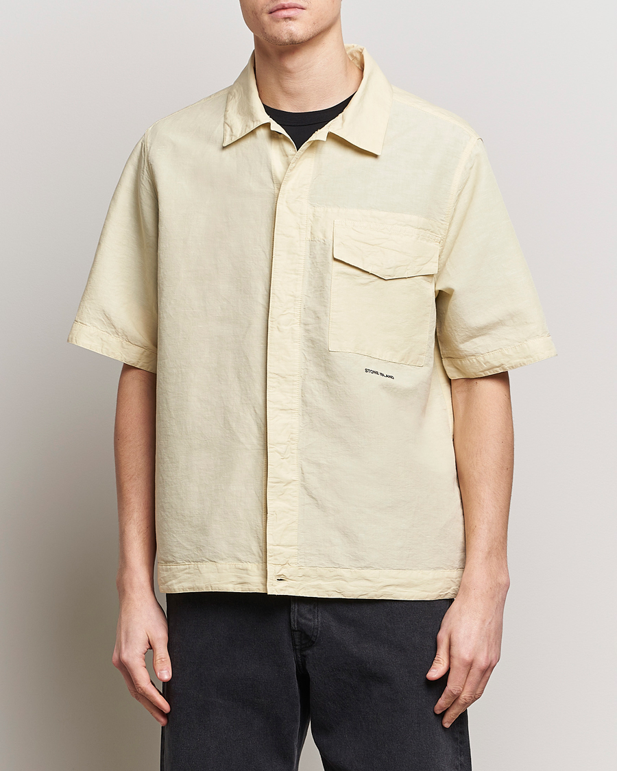 Herr |  | Stone Island | Cotton/Hemp Short Sleeve Shirts Beige