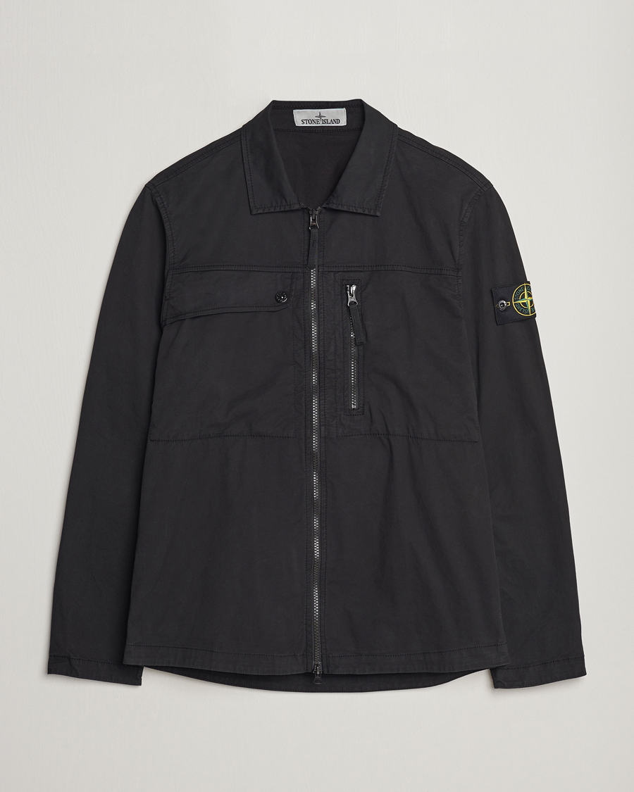 Herren | Hemden | Stone Island | Cotton Twill Stretch Zip Overshirt Black