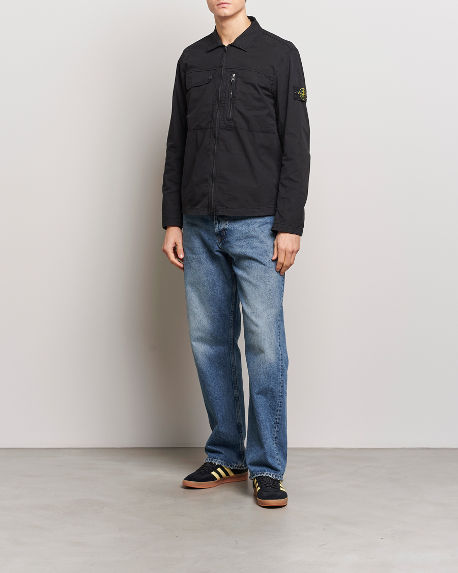 Herren | Hemden | Stone Island | Cotton Twill Stretch Zip Overshirt Black