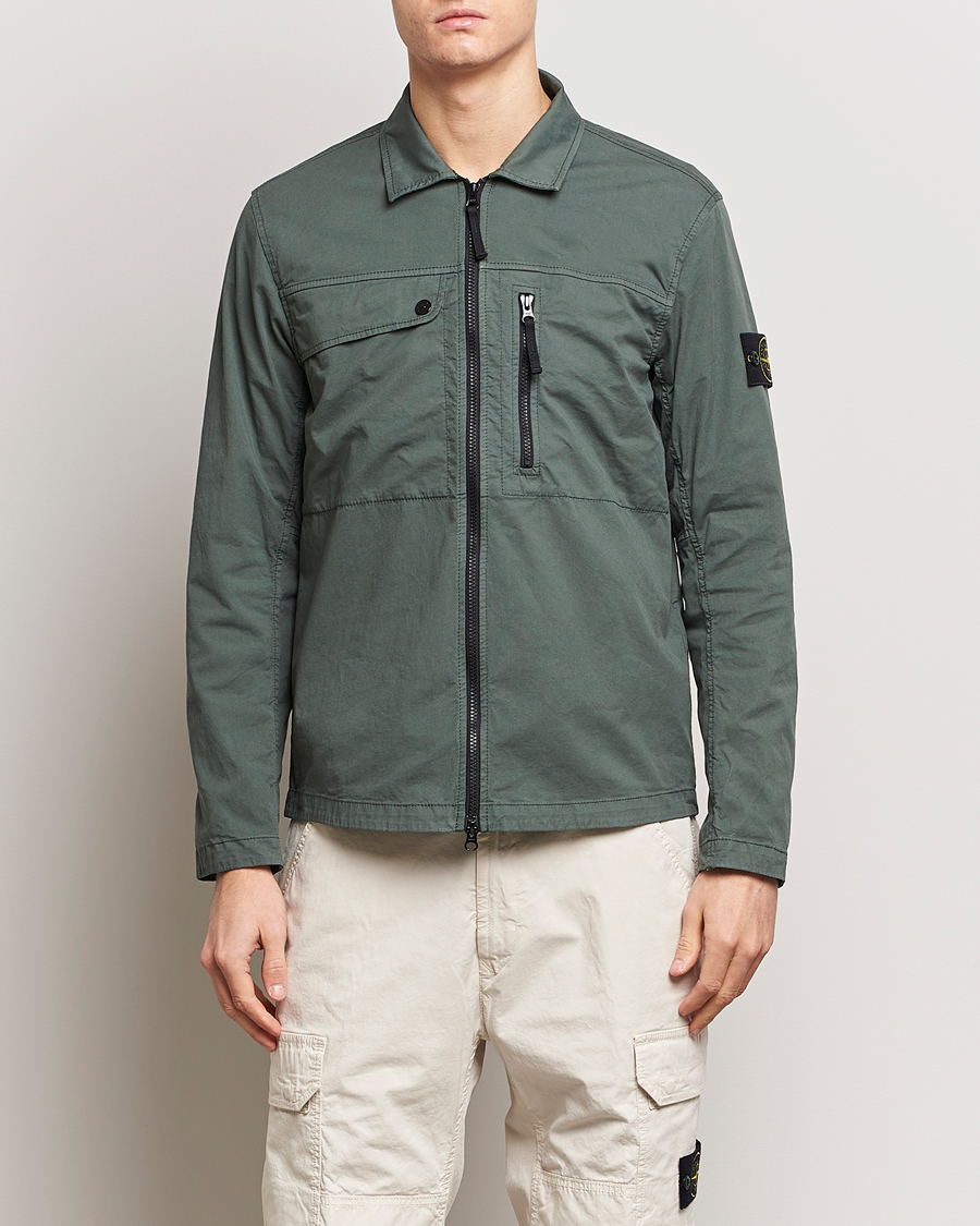 Herren | Overshirts | Stone Island | Cotton Twill Stretch Zip Overshirt Musk