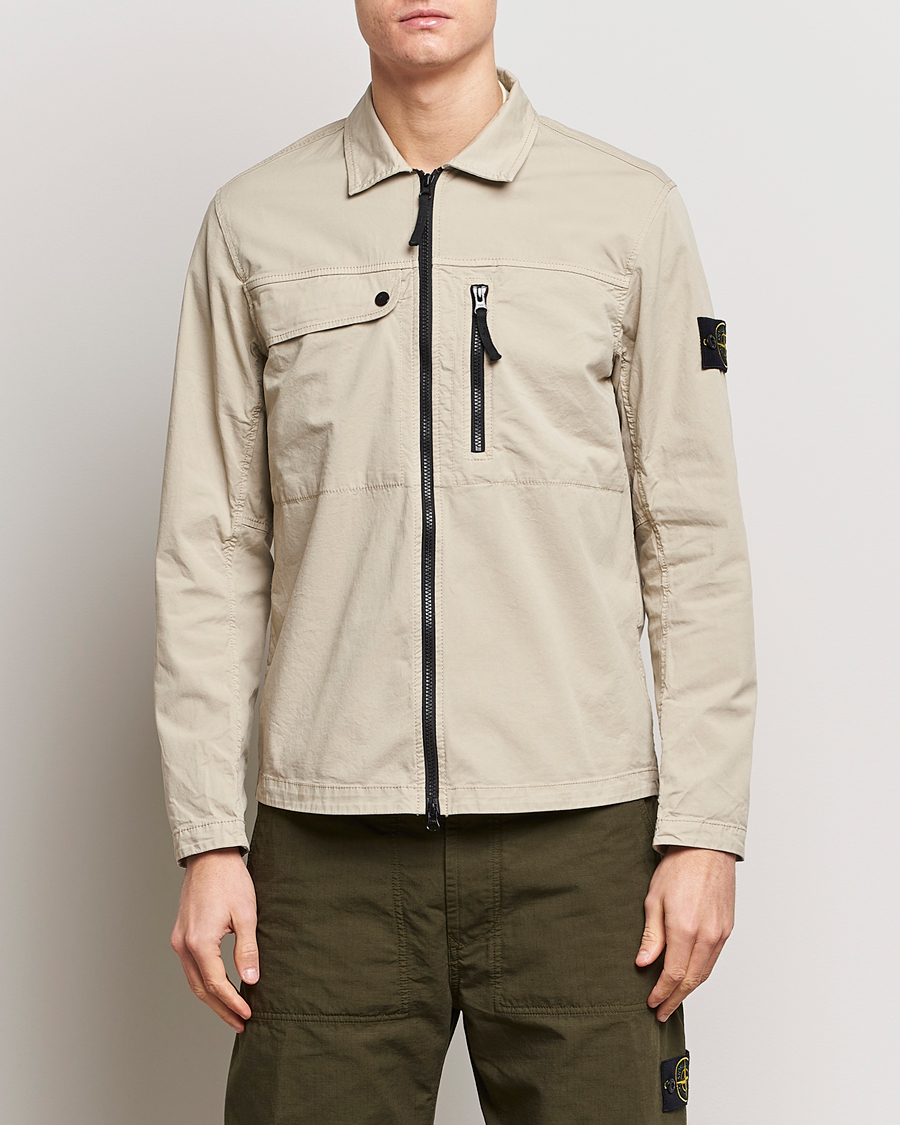 Herren | Overshirts | Stone Island | Cotton Twill Stretch Zip Overshirt Sand