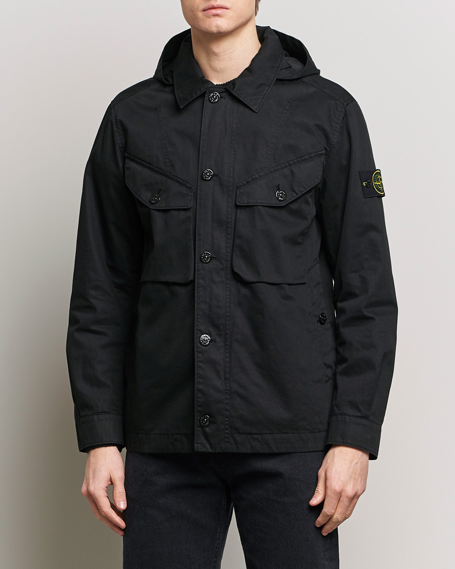 Men | Clothing | Stone Island | Bio Rasso TC Cotton Hooded Jacket Black