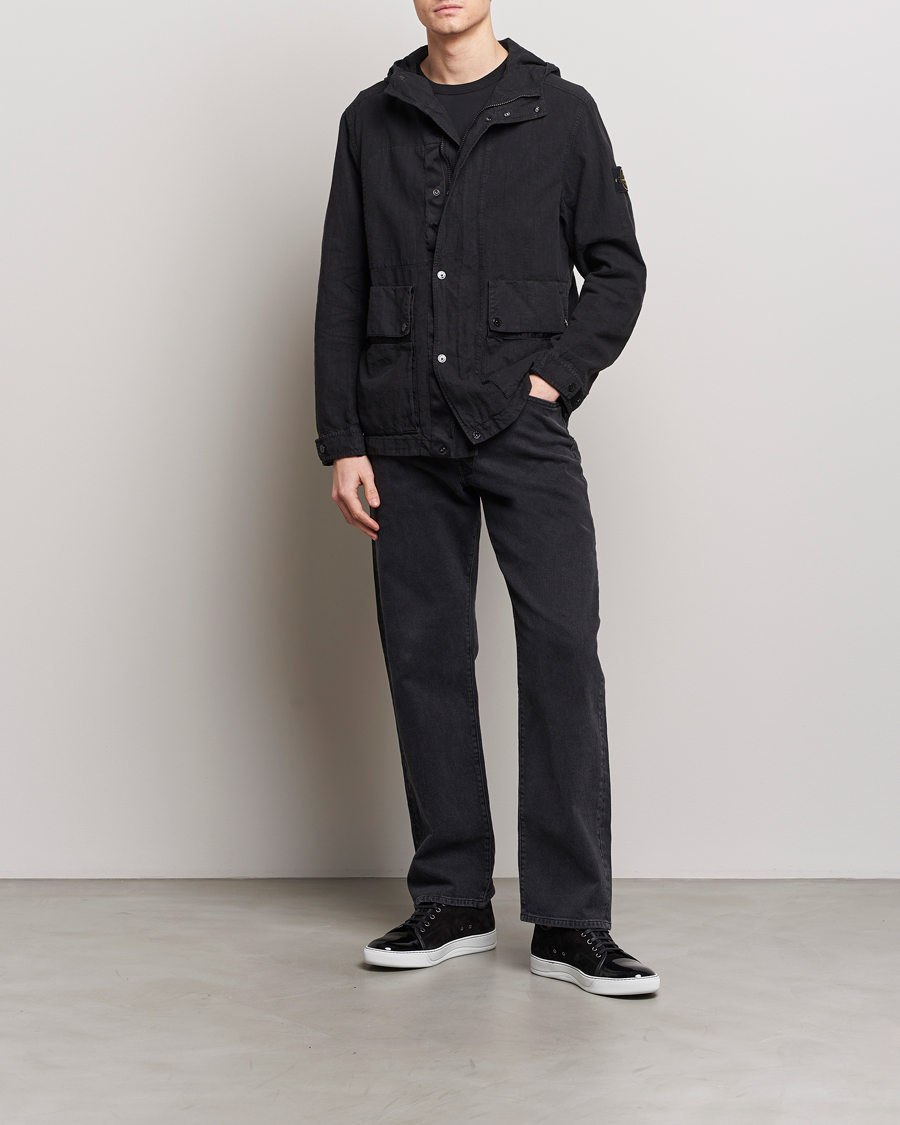 Herren | Jacken | Stone Island | Linen Nylon Hooded Jacket Black