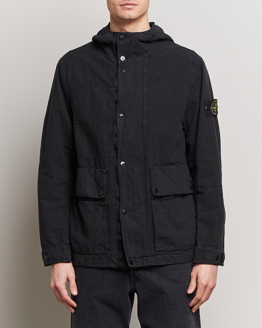 Herren | Kleidung | Stone Island | Linen Nylon Hooded Jacket Black