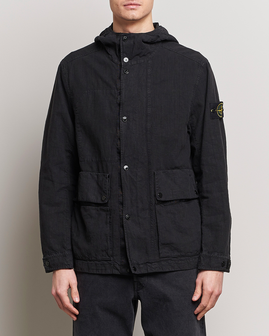 Herren | Jacken | Stone Island | Linen Nylon Hooded Jacket Black