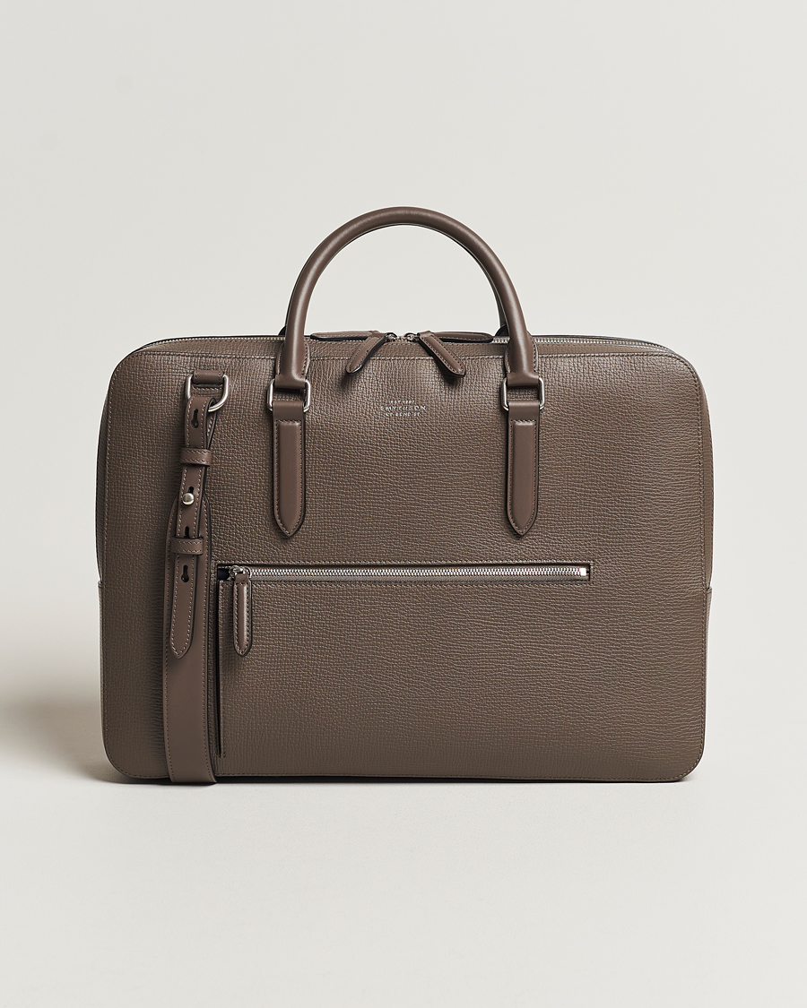 Herren | Taschen | Smythson | Ludlow Large Briefcase with Zip Front Dark Taupe