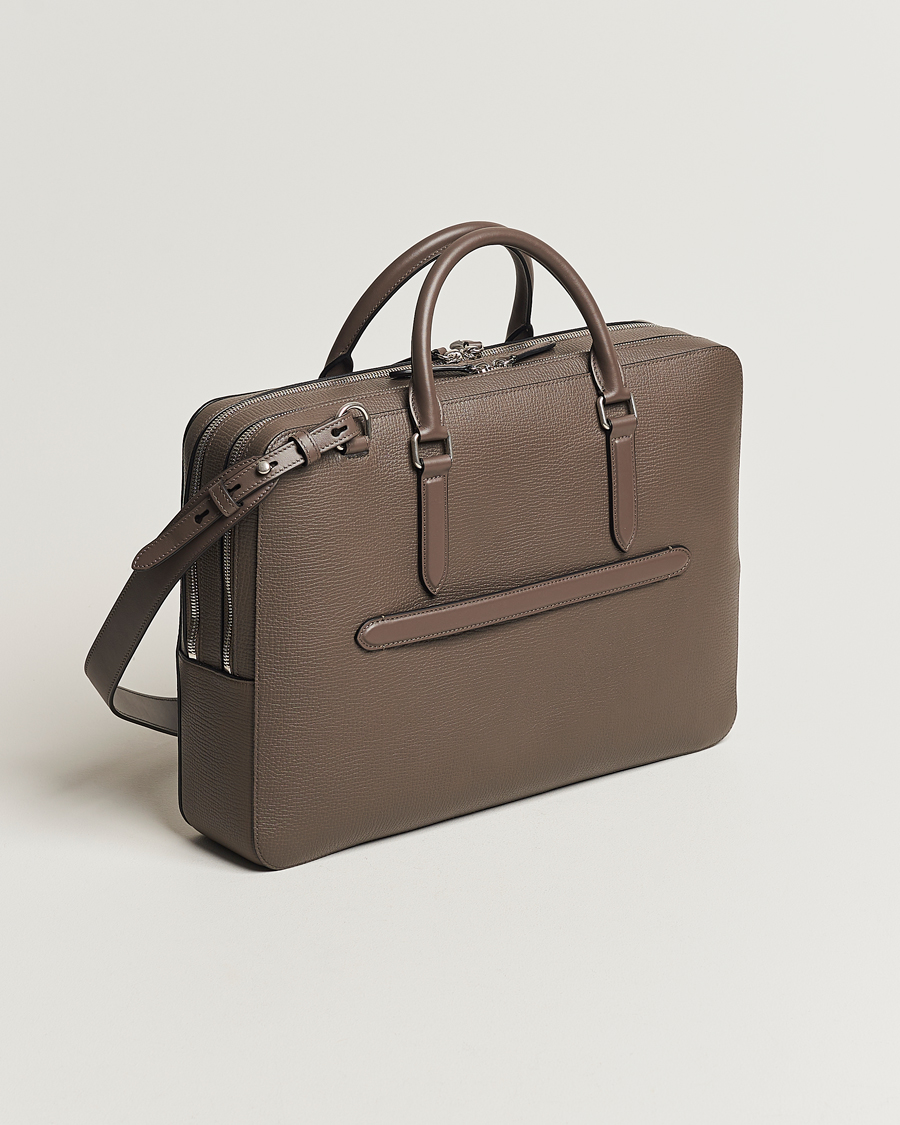Herren | Taschen | Smythson | Ludlow Large Briefcase with Zip Front Dark Taupe