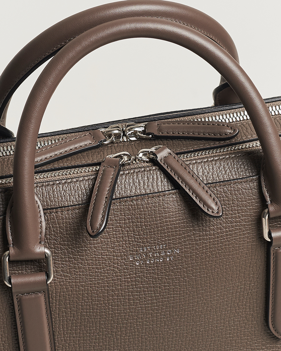 Herren | Taschen | Smythson | Ludlow Large Briefcase with Zip Front Dark Taupe