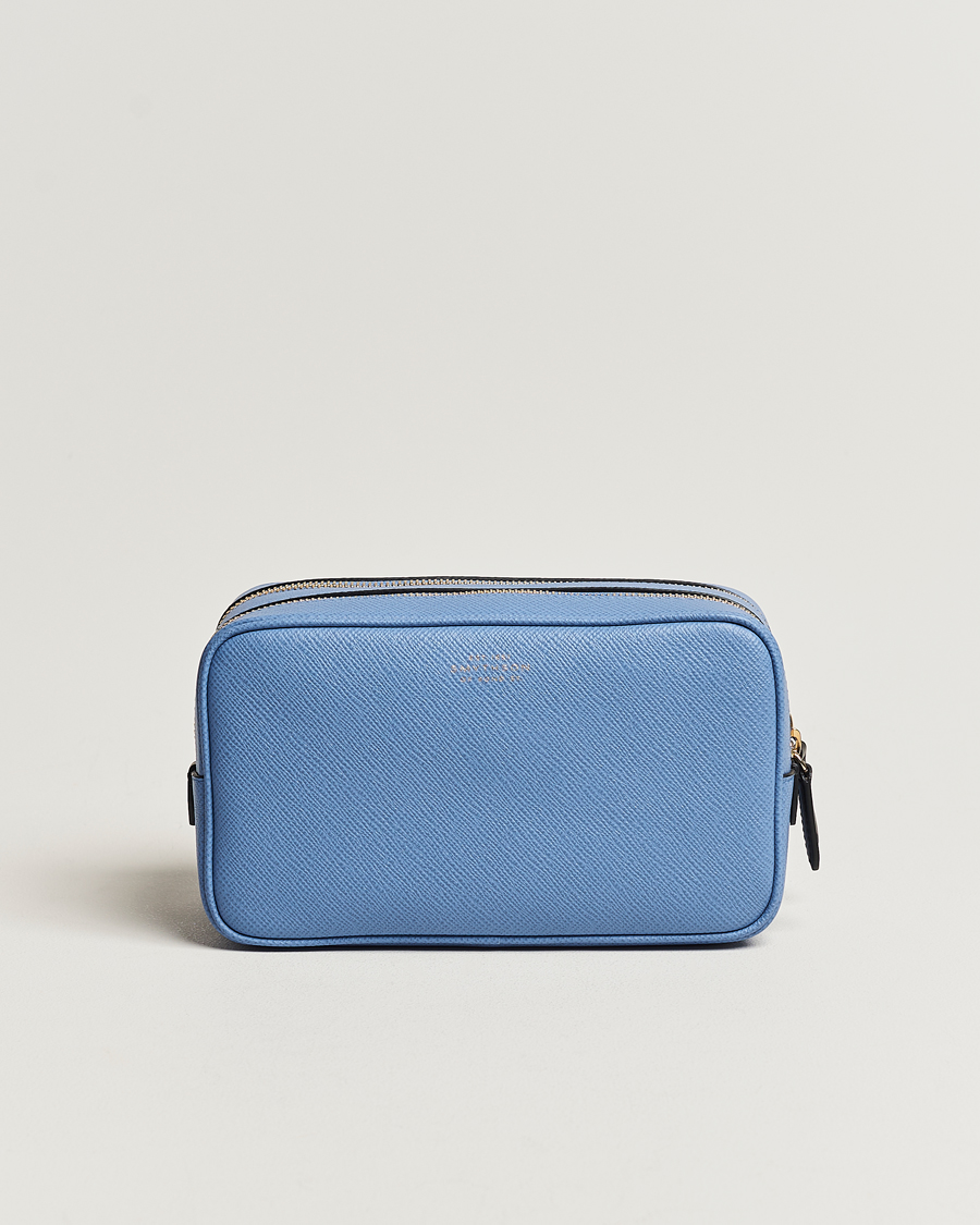 Herren | Taschen | Smythson | Panama Double Zip Washbag Nile Blue