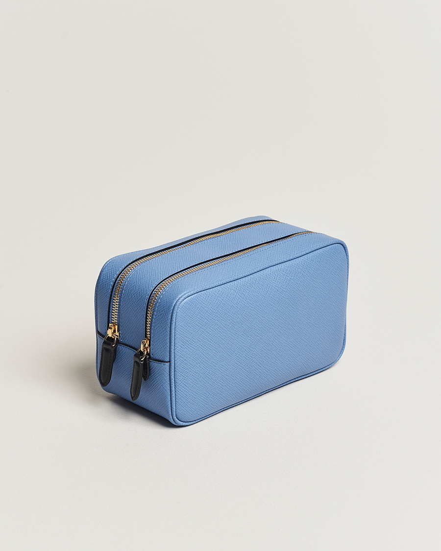 Herren |  | Smythson | Panama Double Zip Washbag Nile Blue