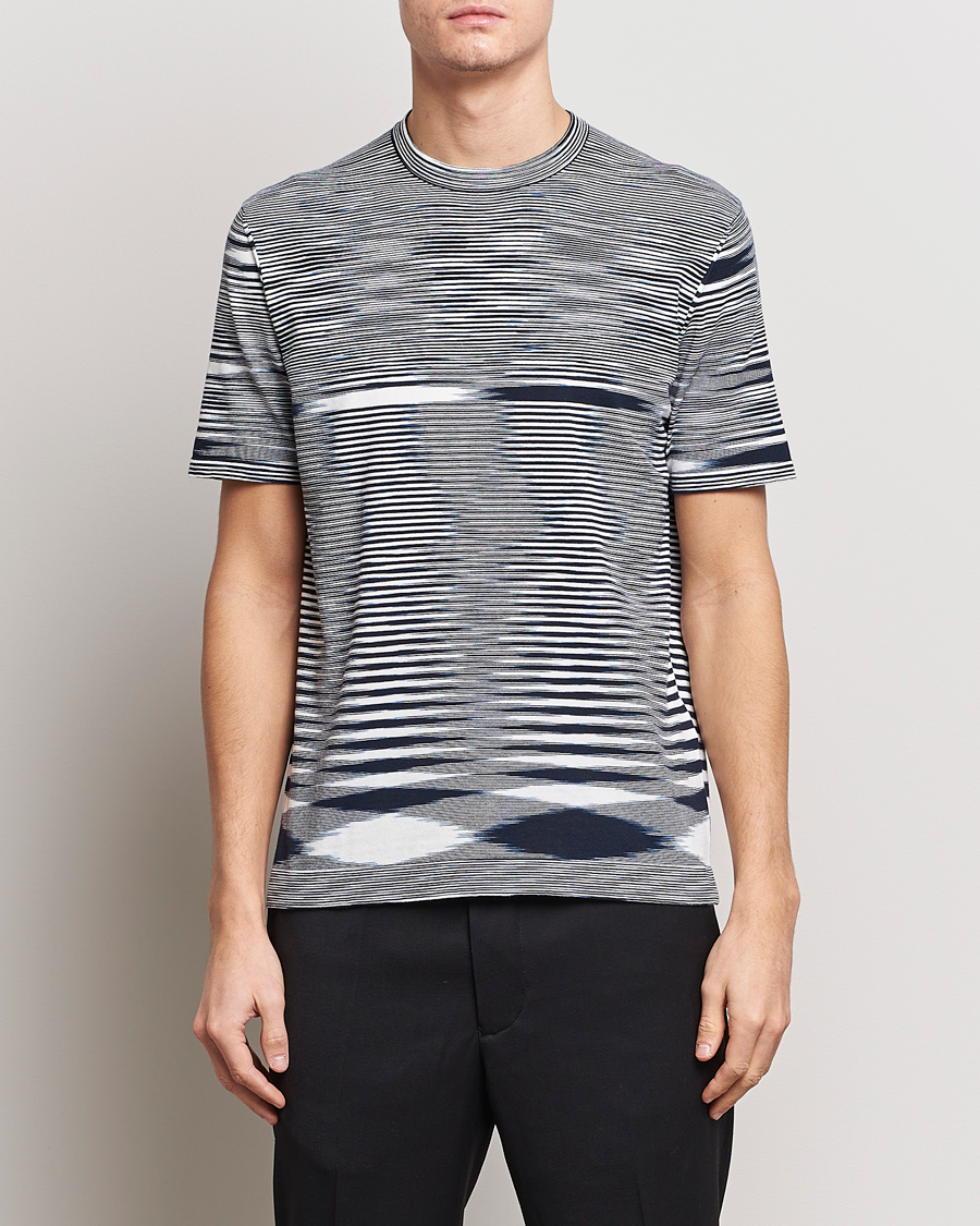 Herr | T-Shirts | Missoni | Space Dyed Knitted T-Shirt White/Navy