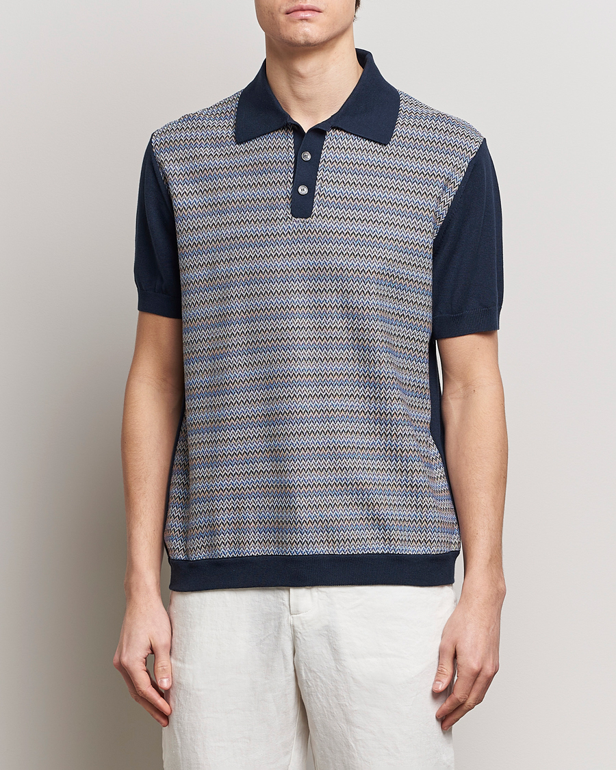 Herren | Italian Department | Missoni | Cotton/Silk Resort Polo Navy