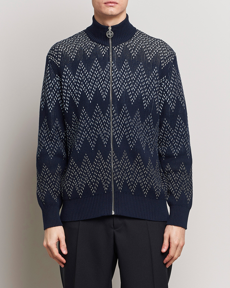 Men |  | Missoni | Chevron Full Zip Cardigan Jacket Navy