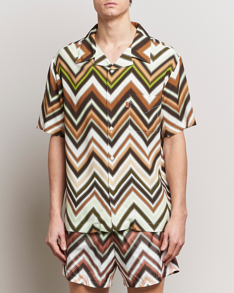 Herren | Italian Department | Missoni | Zig Zag Printed Camp Shirt Brown/Green