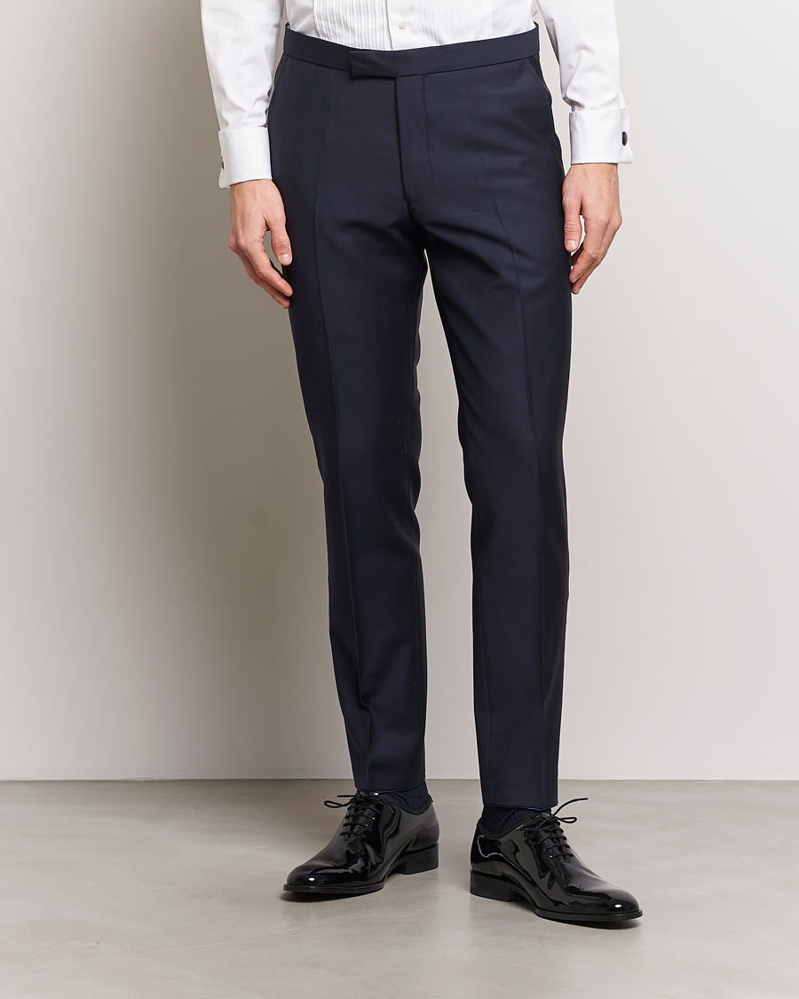 Herren | Smokinghosen | Oscar Jacobson | Denz Wool Tuxedo Trousers Navy