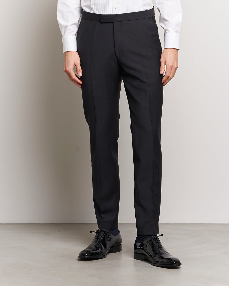 Herren | Smokinghosen | Oscar Jacobson | Denz Wool Tuxedo Trousers Black