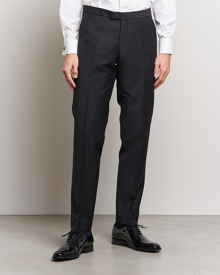 Herren |  | Oscar Jacobson | Denz Straight Wool Tuxedo Trousers Black