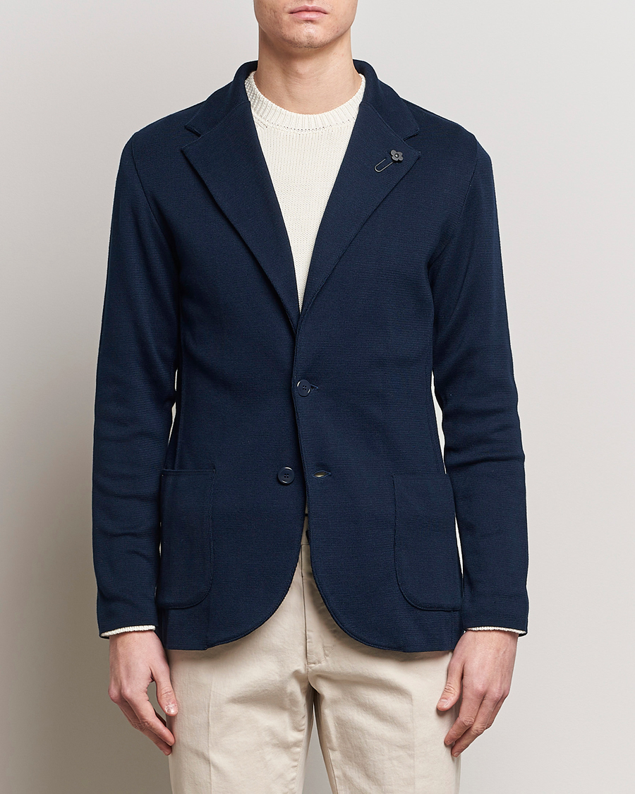 Herren | Italian Department | Lardini | Knitted Cotton Blazer Navy