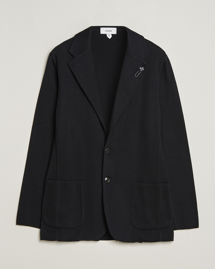 Herren | Sakkos | Lardini | Knitted Cotton Blazer Black