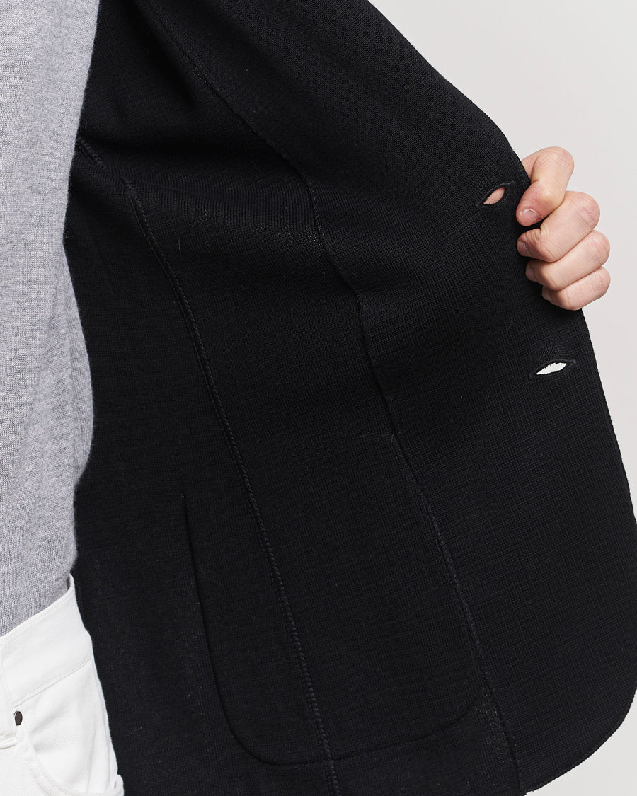 Herren | Sakkos | Lardini | Knitted Cotton Blazer Black