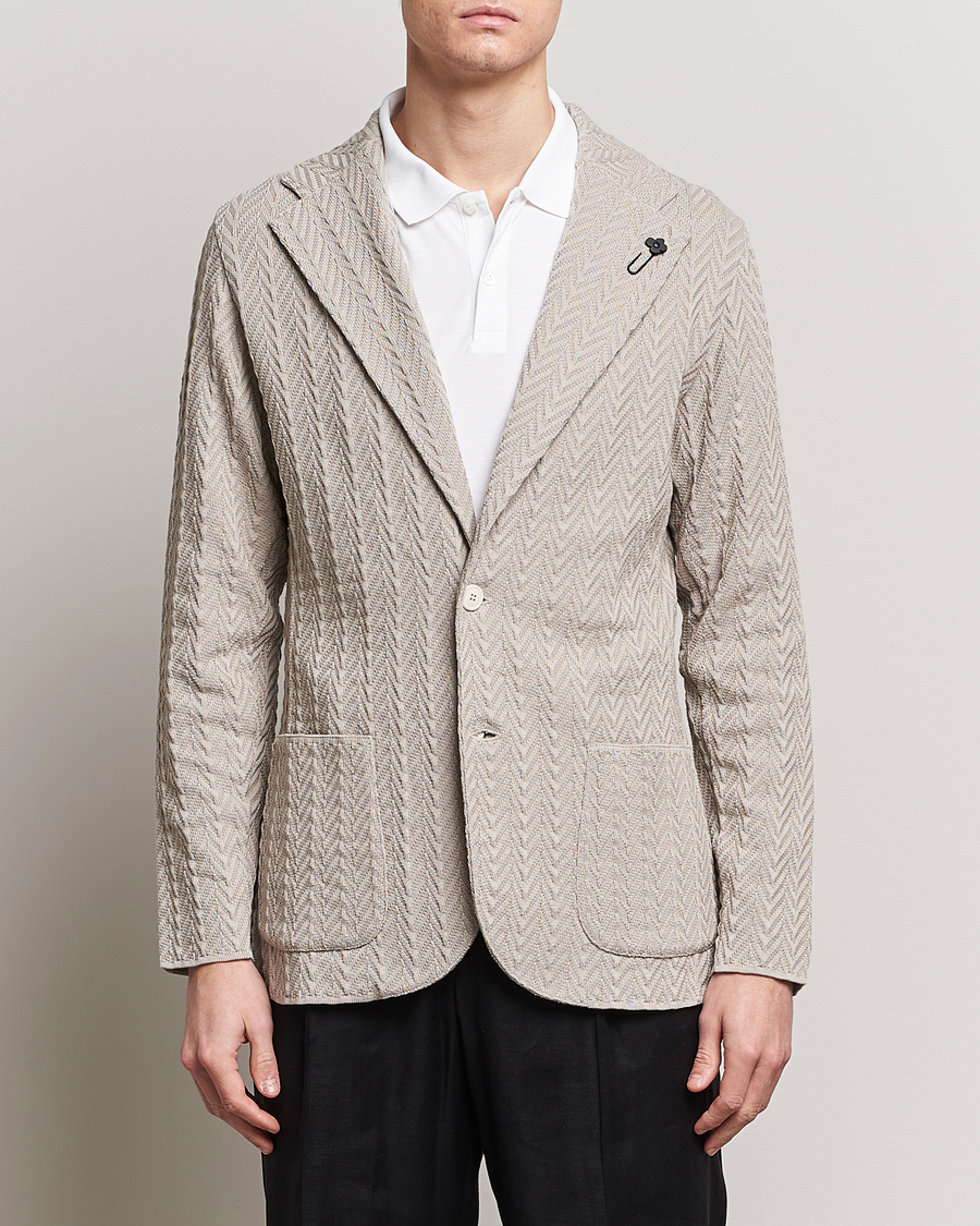 Herr |  | Lardini | Knitted Structure Cotton Blazer Beige