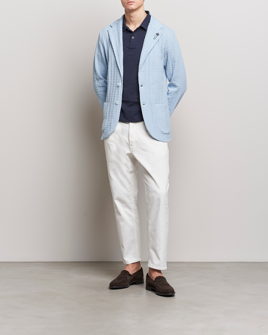 Herren | Sakkos | Lardini | Knitted Structure Cotton Blazer Light Blue