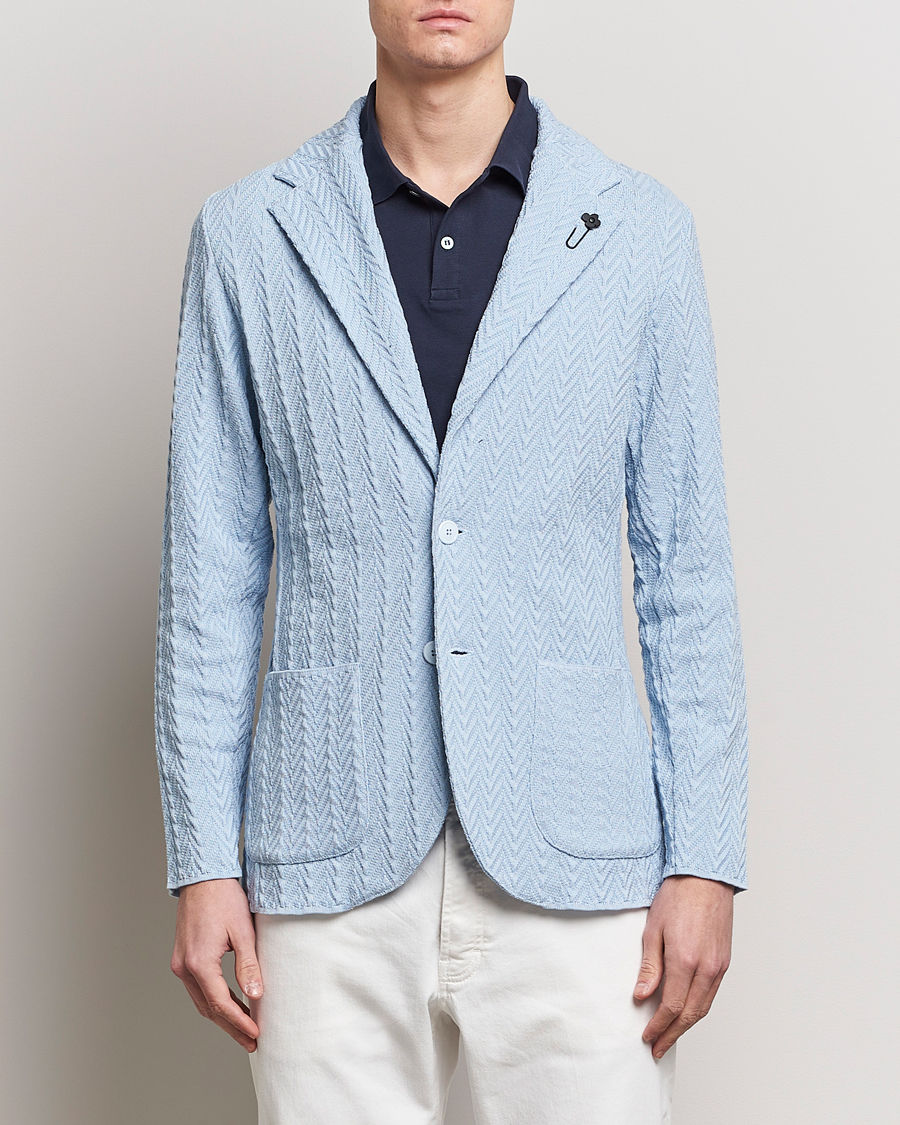 Herren |  | Lardini | Knitted Structure Cotton Blazer Light Blue