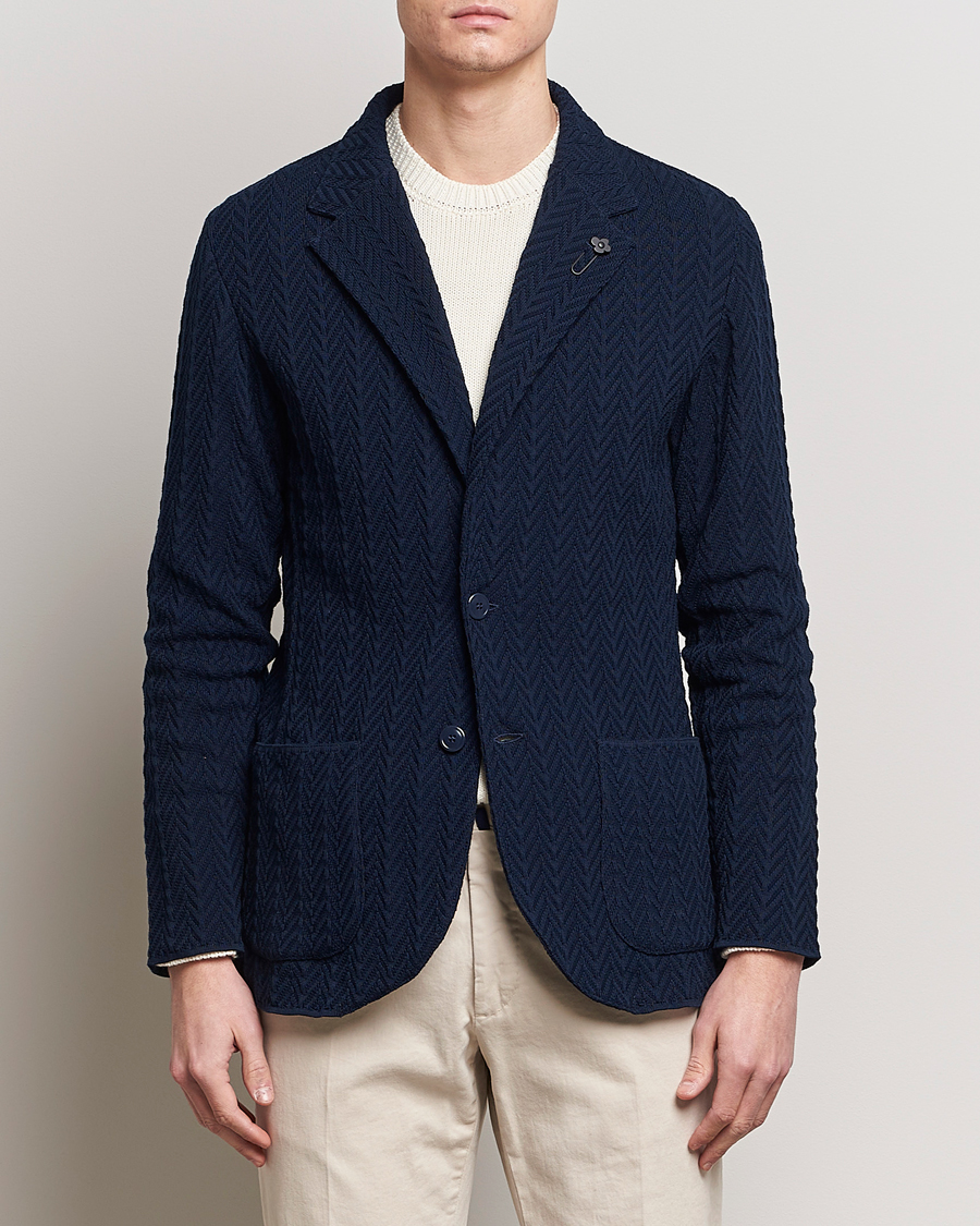 Herren | Italian Department | Lardini | Knitted Structure Cotton Blazer Navy