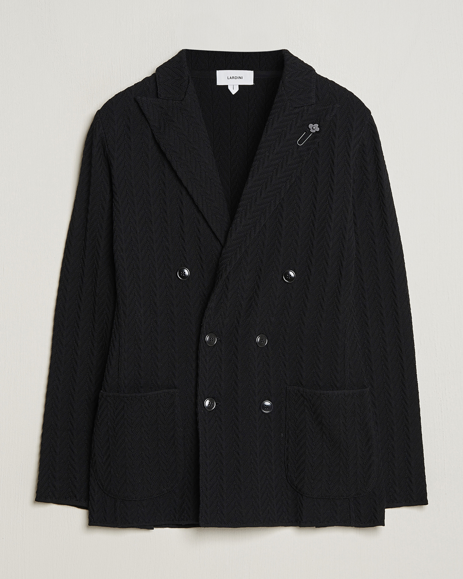 Herren | Sakkos | Lardini | Double Breasted Structured Knitted Blazer Black