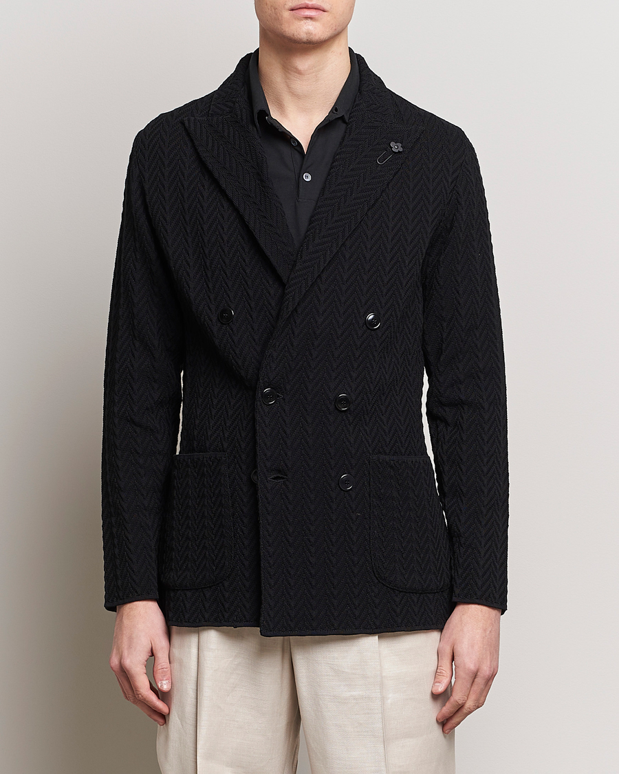 Herren |  | Lardini | Double Breasted Structured Knitted Blazer Black